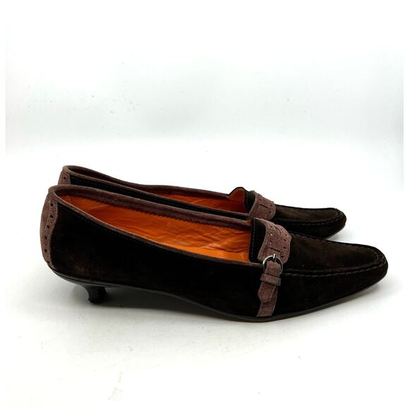 Fieramosca & Co Brown Suede Kitten Heel Pumps Women's 8.5 US - Picture 3 of 9